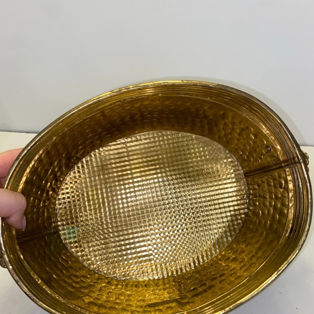 Vintage 12 inch brass bowl / planter decor - Picture 7 of 12